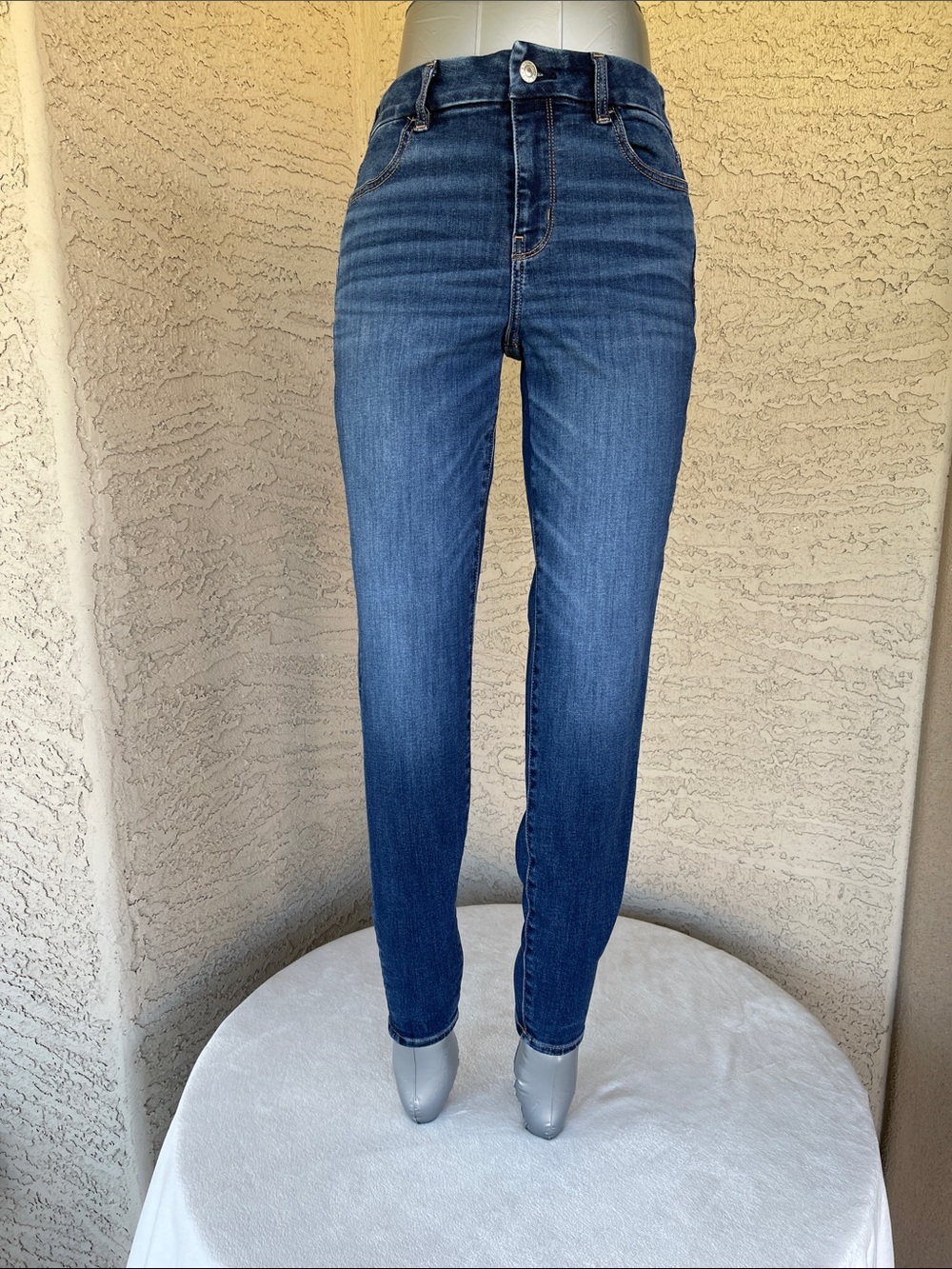 American Eagle High Rise Dark Wash Jeggings Stretch Skinny Jeans size 4 reg